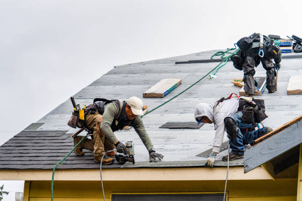 Professional Roofing technician working in Manly, IA